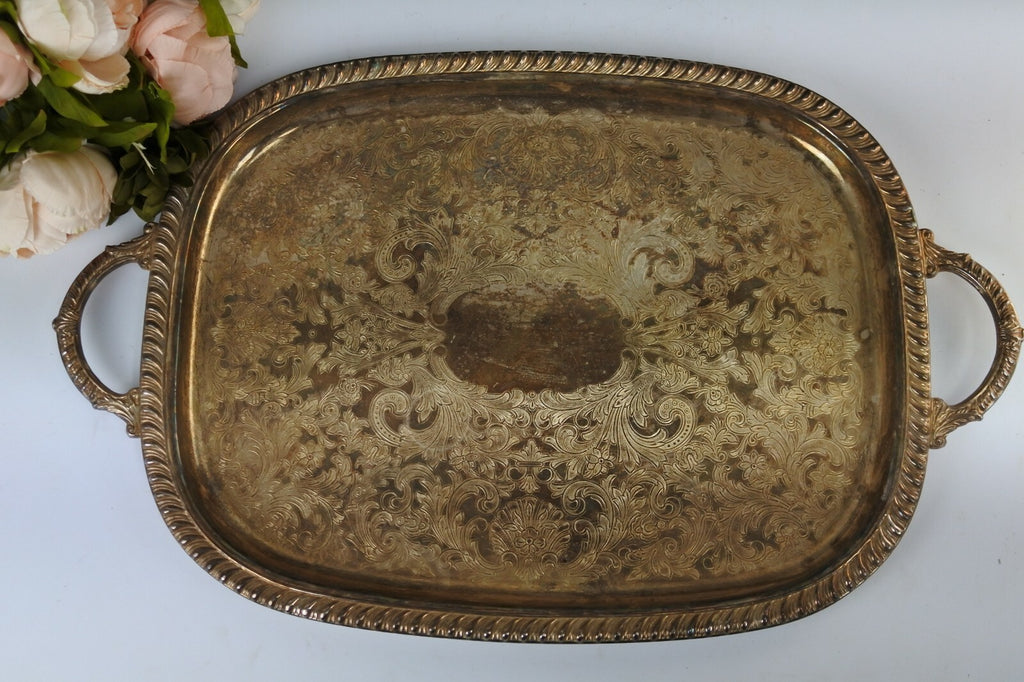 Vintage Leonard Silverplate Butler Tray With Handles