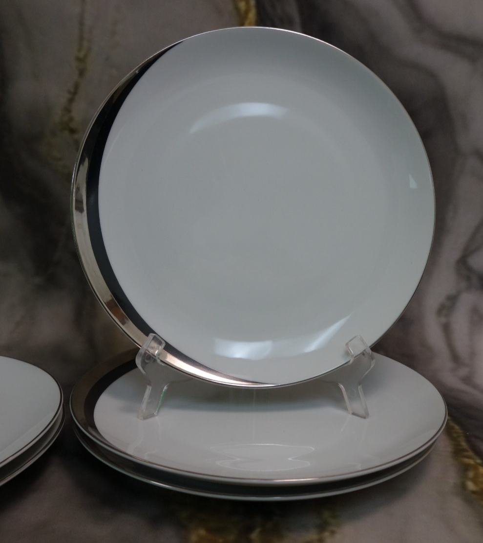 Set of 5 Pc Dinner Plates Mikasa Platinum Fascination Pattern Made in Japan