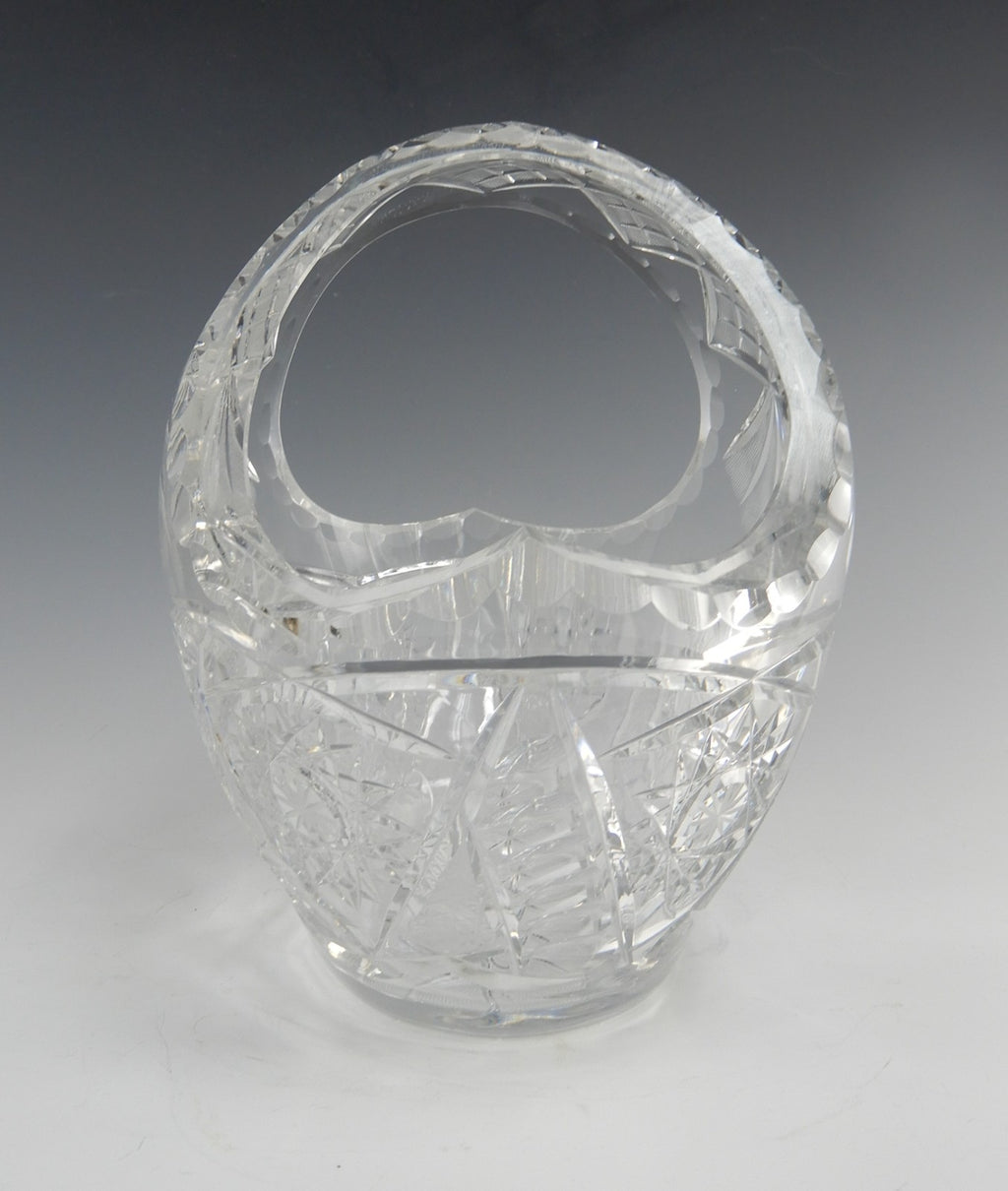 Vintage Heavy Leaded Cut Crystal Cut Glass Basket Bowl 7 lb