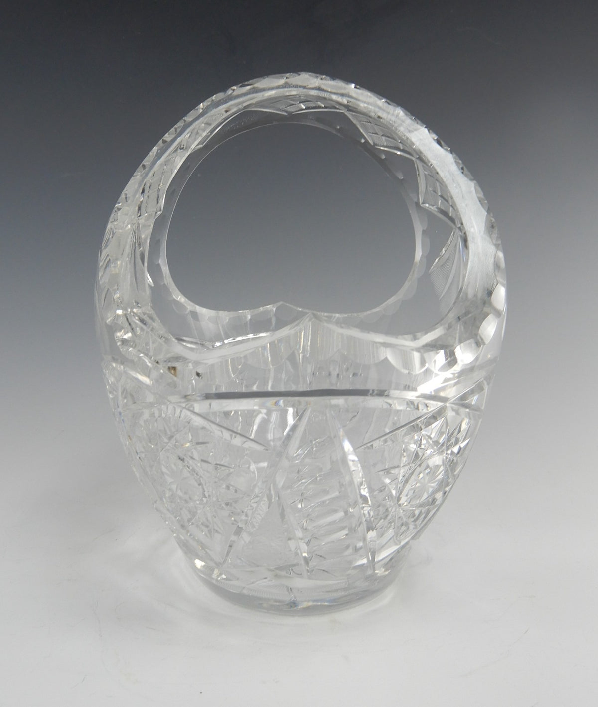 Vintage Heavy Leaded Cut Crystal Cut Glass Basket Bowl 7 lb