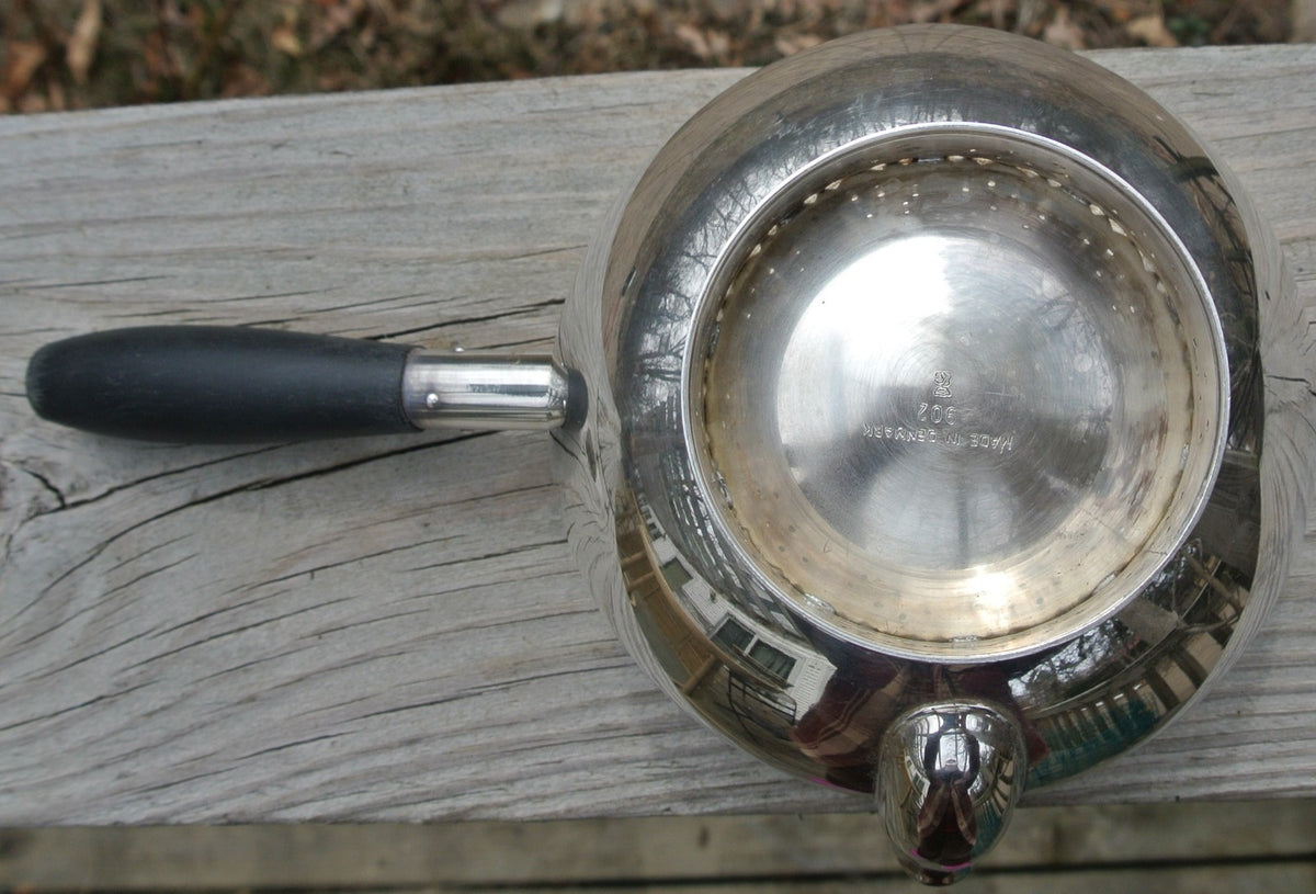 Hans Jensen Silver Plated 2 Spout With Wood Handle Bowl Made in Denmark