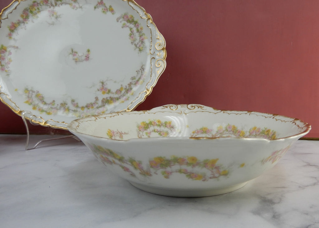 Haviland & Co Limoges Schleiger 475e Pattern Round Bowl and 10-5/8" Platter