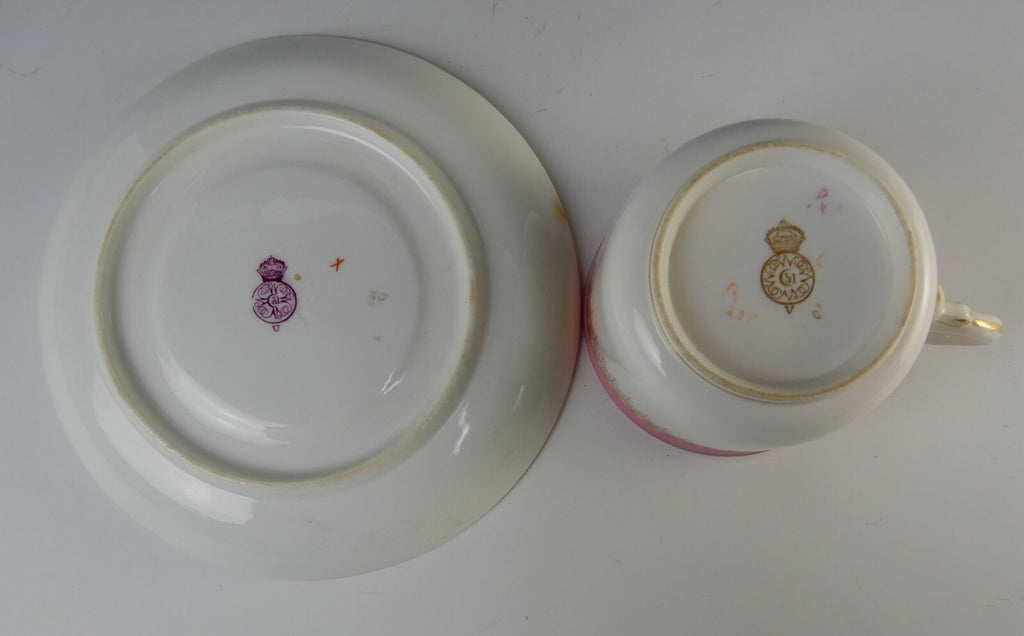 Antique Royal Worcester Floral Small English Cup and Saucer