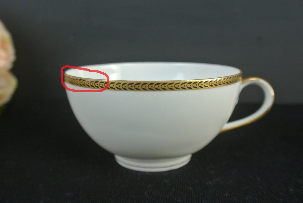 Vtg Edelstein Bavaria Teacup And Saucer Gold And Black Trim Set Of 3