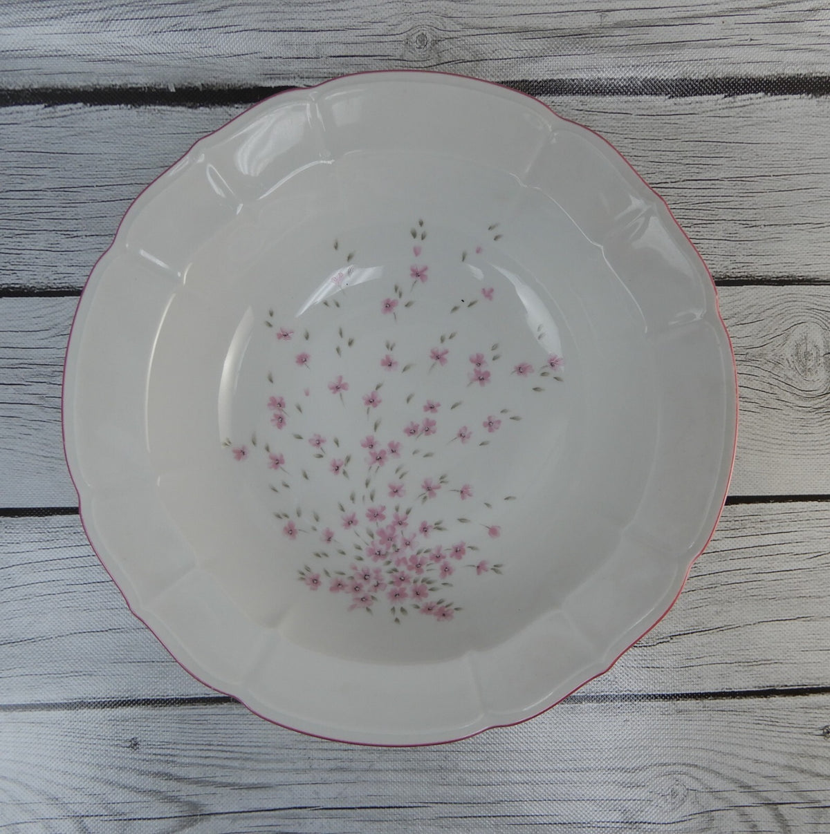 Vintage Schumann Arzberg Germany Bavaria Pink Floral Pink Rim Vegetable Bowl