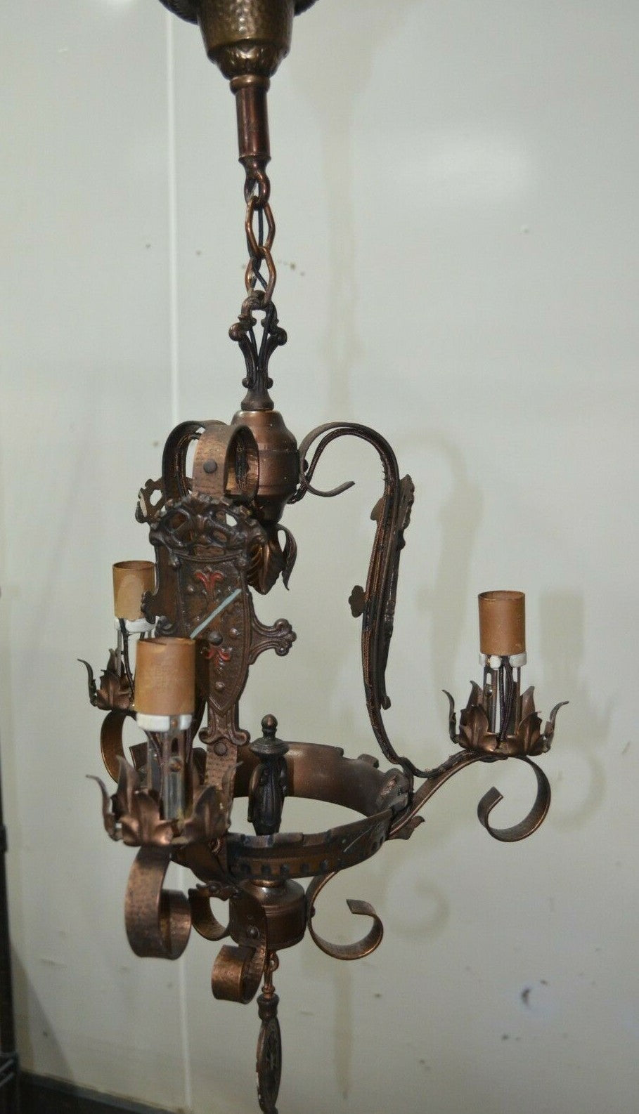 Medieval Gothic Wrought Iron Hanging Light Lamp Chandelier For Repair "5"