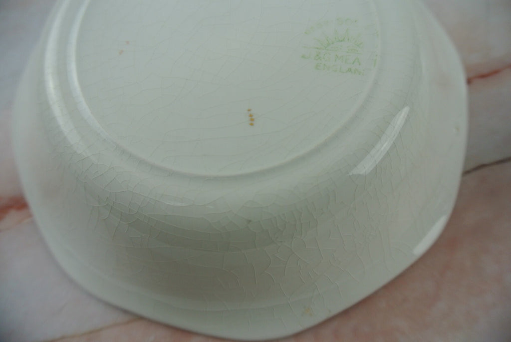 Four J.G. Meakin Sol Soup Bowls with  Indian Tree Center, Greek Key, Octagonal
