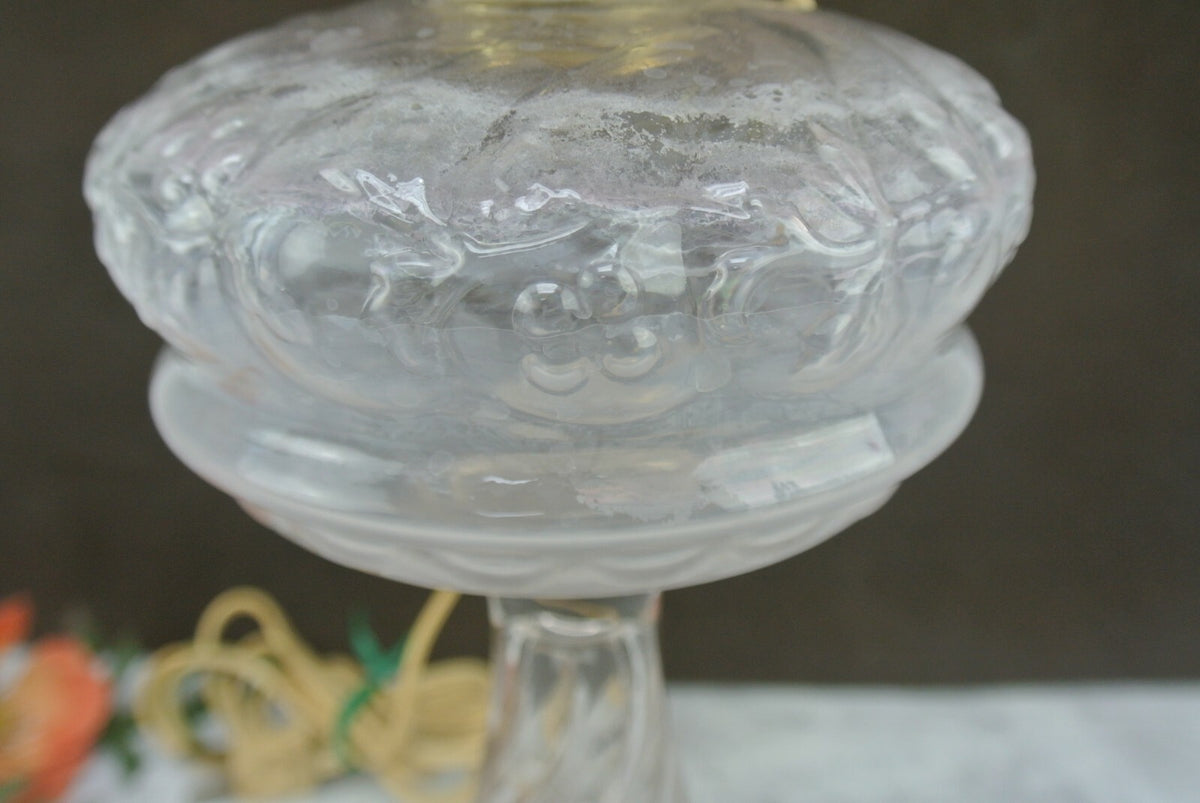 Vintage Embossed Clear Glass Oil Lamp-Hurricane Electrify