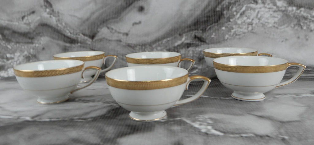 Set of 6 Cups No Saucers Mikasa Bristol Waldorf Shape Pattern Made in Japan