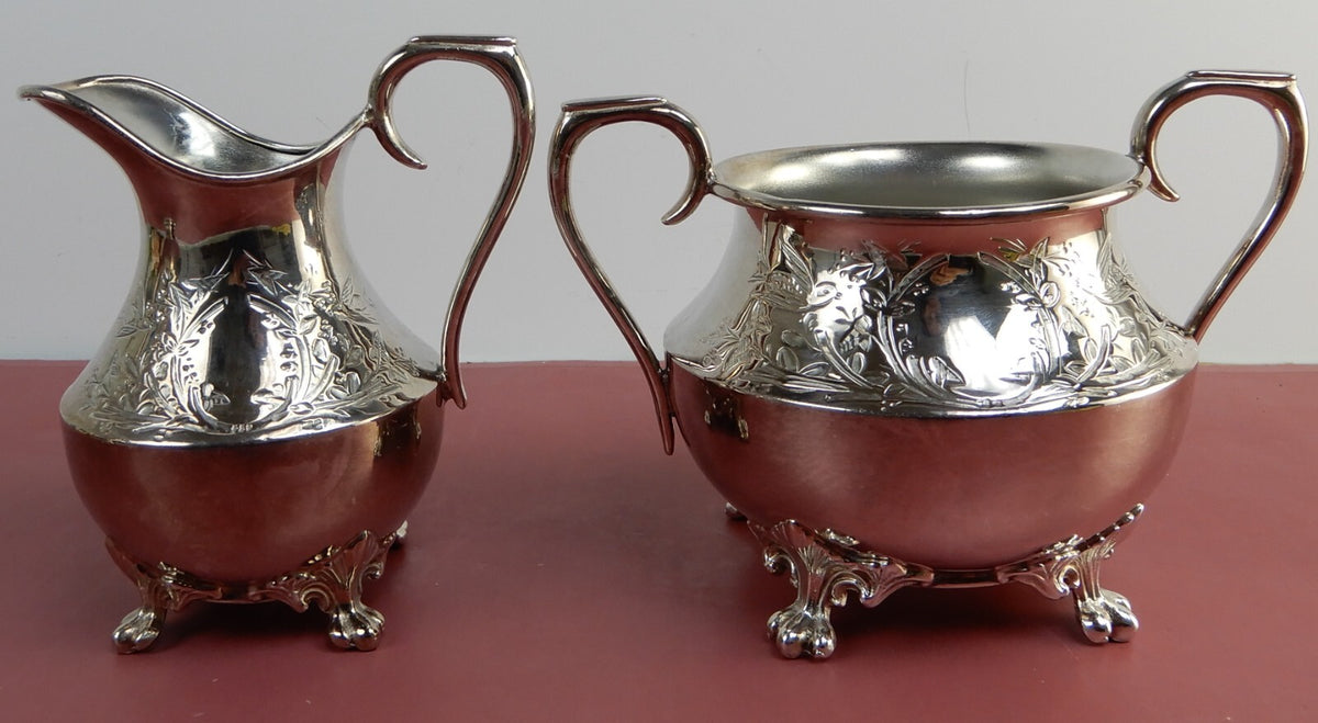 Vintage Atkinson Bros Silver-Plated Creamer and Sugar Bowl