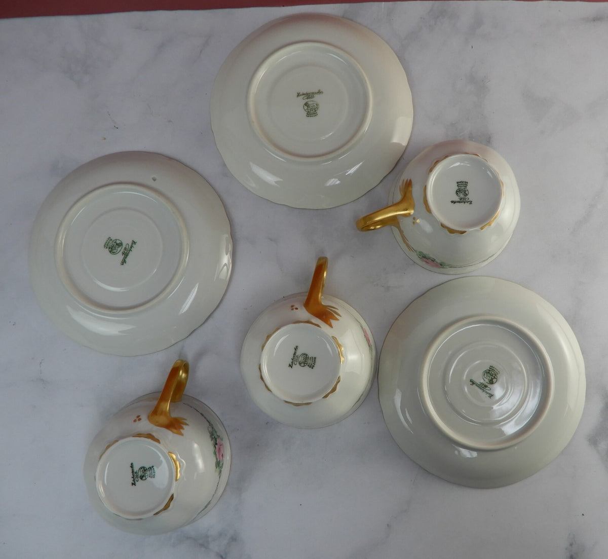 Set of 3 Hutschenreuther Selb Bavaria Cups and Saucers with  Pink Roses