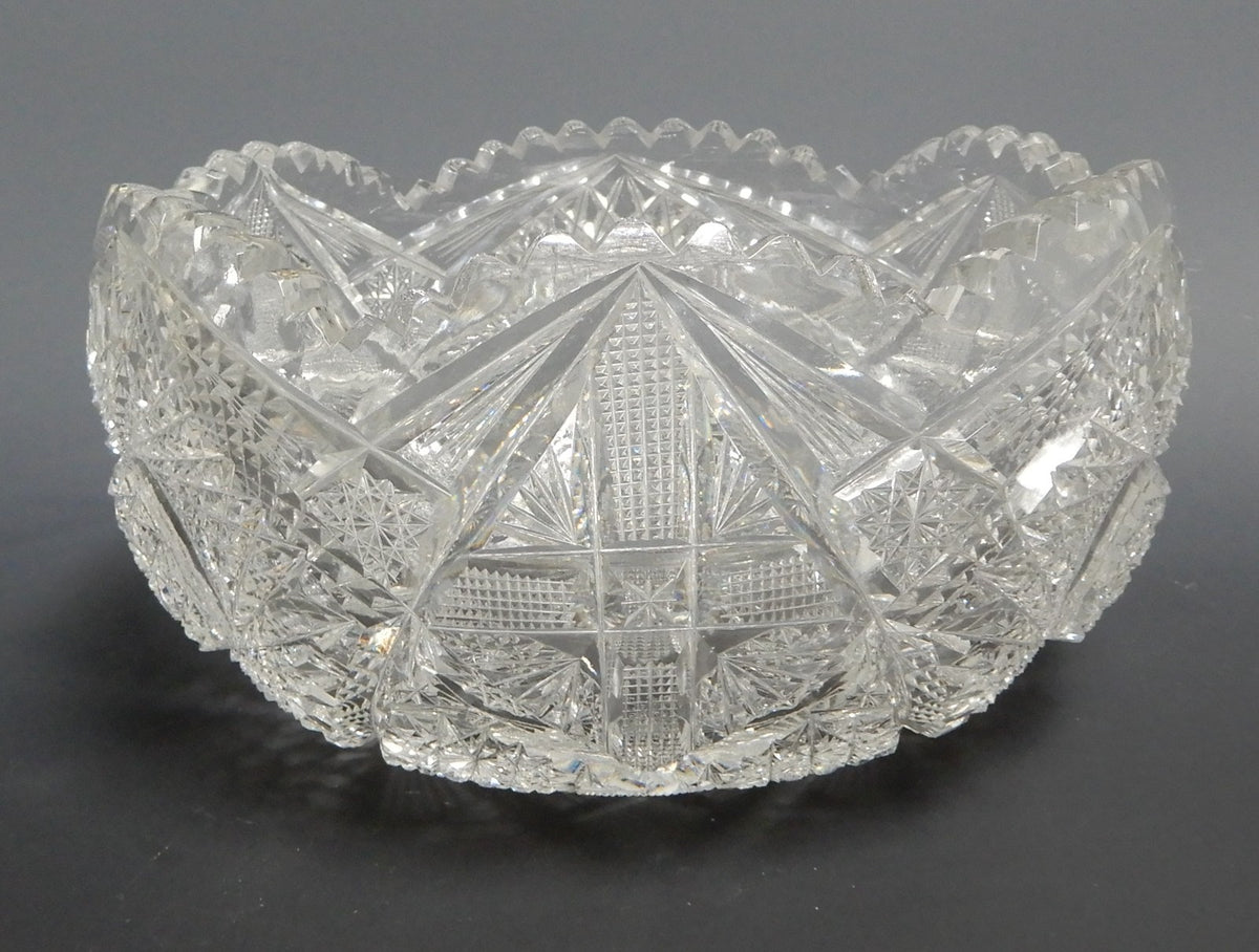 Antique American Brilliant ABP Heavy Crystal Cut Glass 7-1/2" Bowl