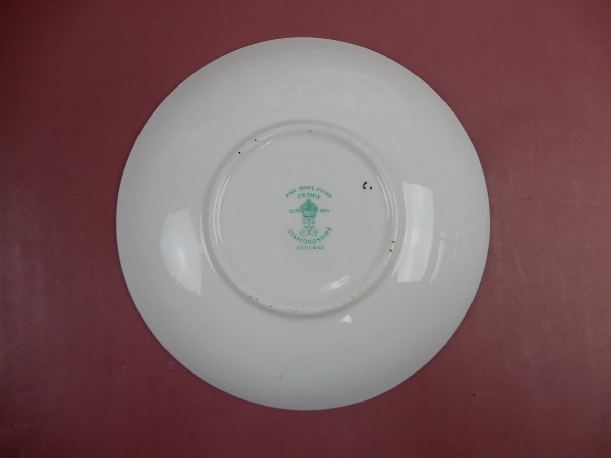 Crown Staffordshire Green Leaf 3 Desert Plates 2 Cups and 3 Saucers