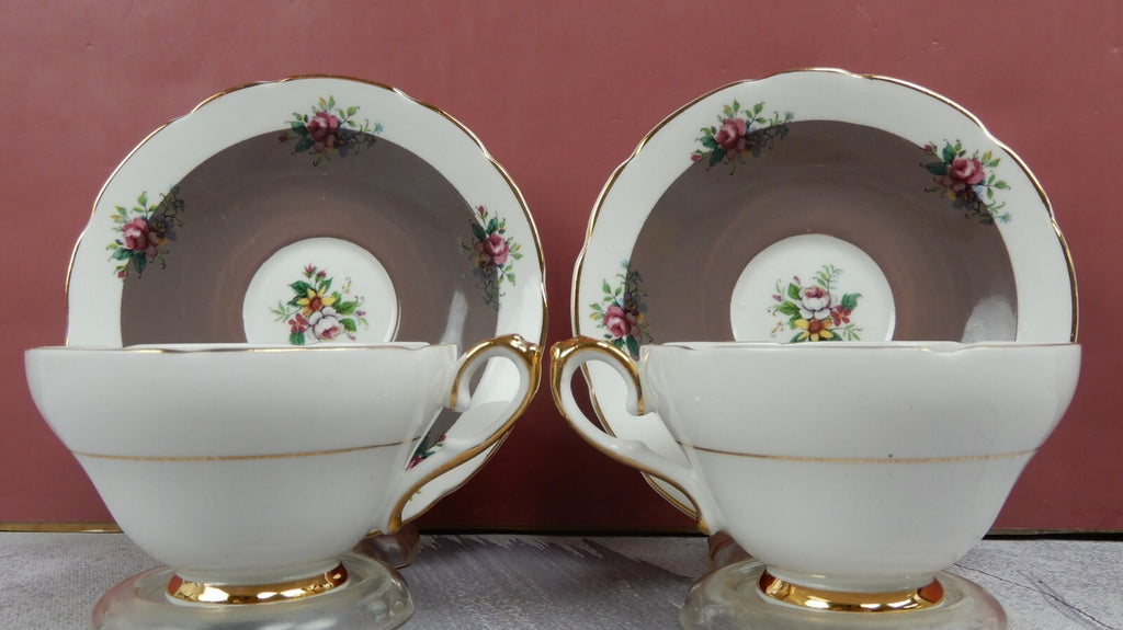 Set of Two Vintage Royal Sutherland Fine Bone China Cup and Saucer Set England