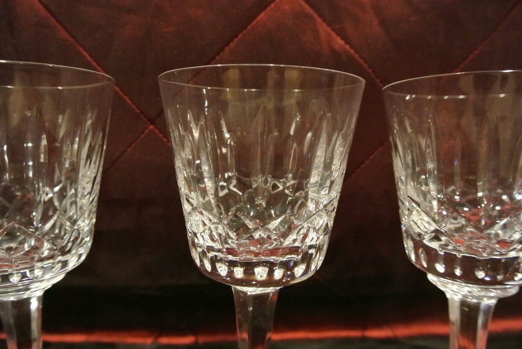 Set of 5 Atlantis "Fatima" Crystal Clear Glass Wine Glasses, Bar, Set. Cut Glass