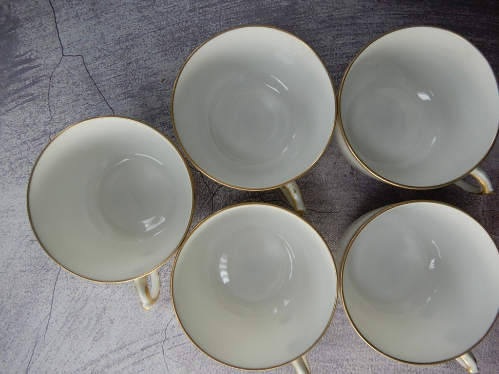 Vintage D&C Delinieres and Cie.Gold Rimmed Tea /Coffee Cups Set Of 5 No saucers