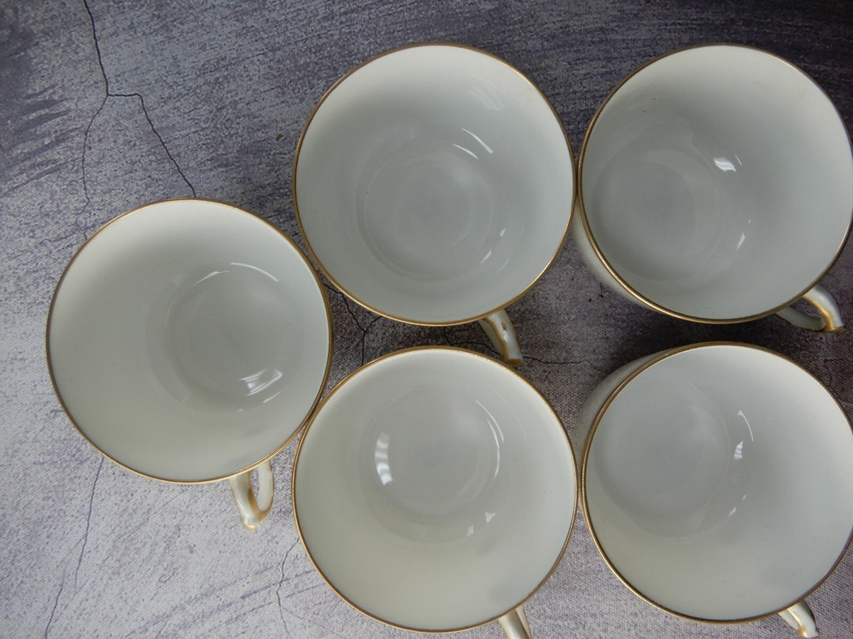 Vintage D&C Delinieres and Cie.Gold Rimmed Tea /Coffee Cups Set Of 5 No saucers