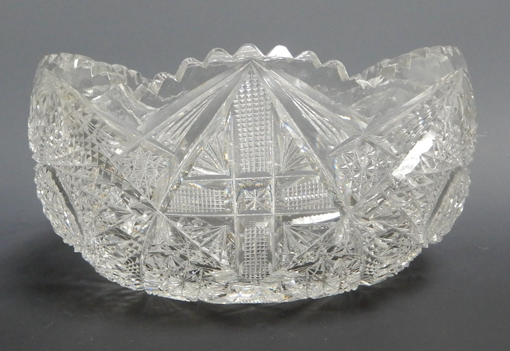 Antique American Brilliant ABP Heavy Crystal Cut Glass 7-1/2" Bowl