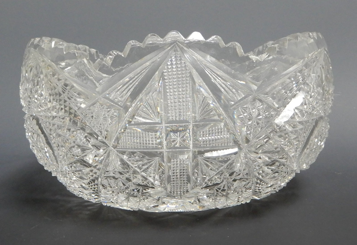 Antique American Brilliant ABP Heavy Crystal Cut Glass 7-1/2" Bowl