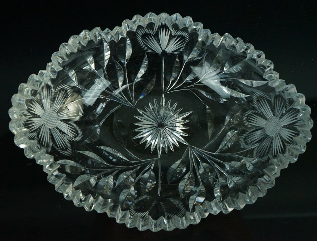 Vintage Cut Glass Candy Dish, Floral Nut Bowl, Home Decor