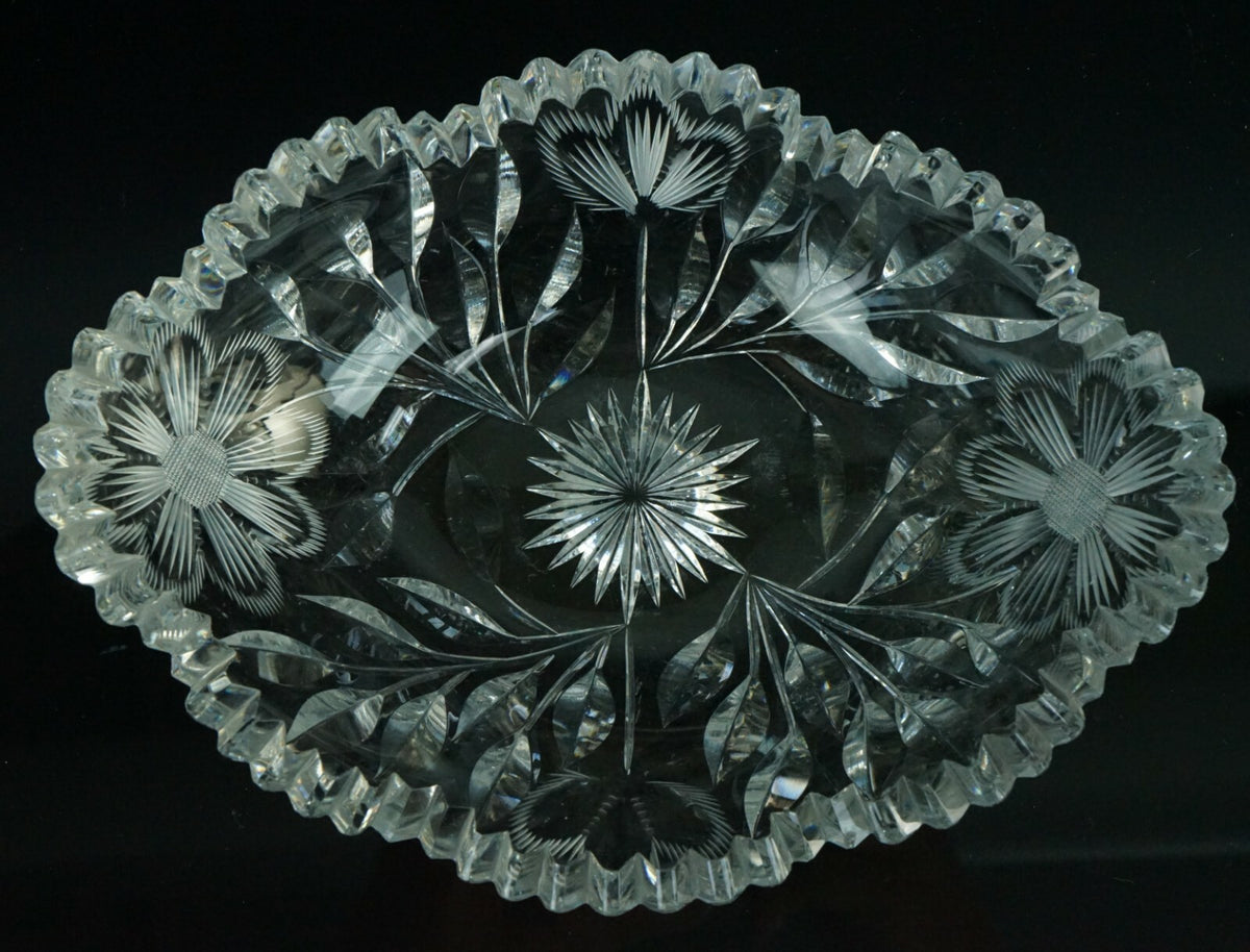 Vintage Cut Glass Candy Dish, Floral Nut Bowl, Home Decor