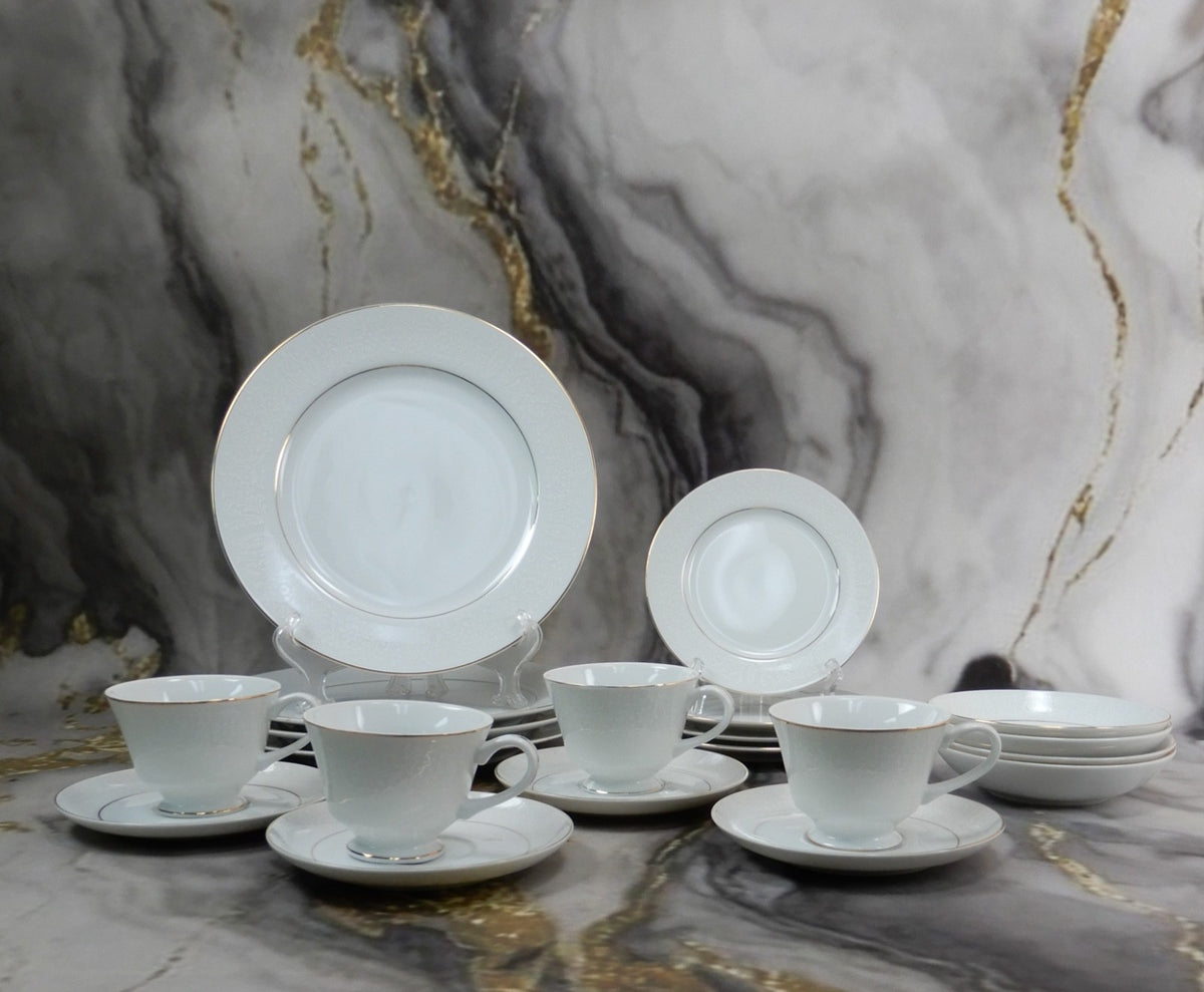 20 Pieces 6-Piece 4 Place Norleans fine china "White Lace" Made in Japan