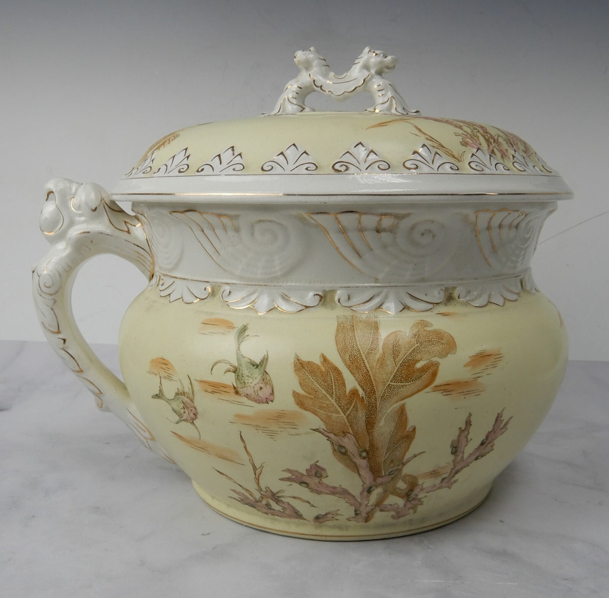 Antique Alba China Bona Fama Melior Ironstone Pottery Chamber Pot
