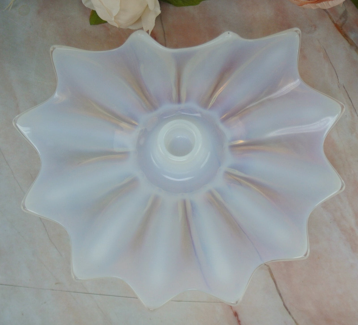 Fostoria Heirloom White Opalescent Art Glass Candle Holder
