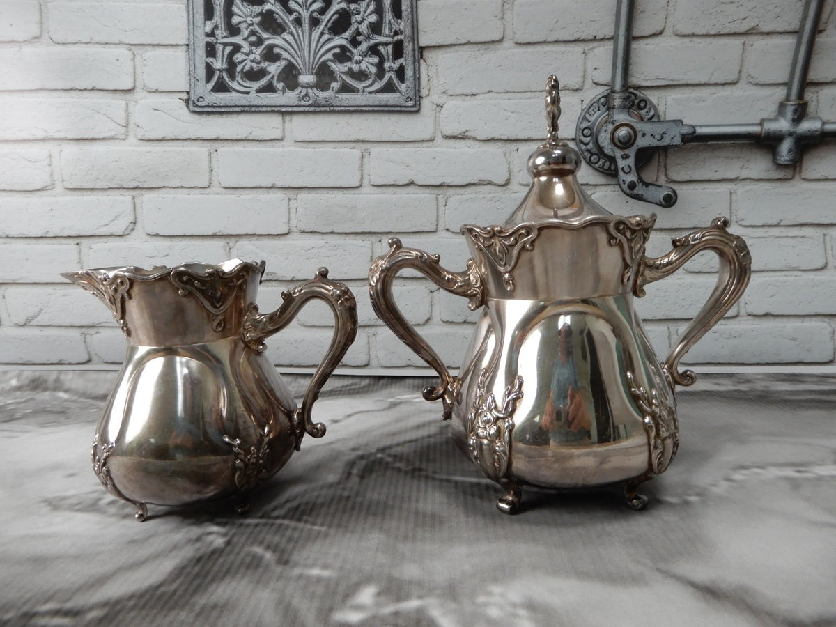 Vintage Rockford Silver Co. Quadruple Silver Plate 328 Creamer and Sugar Bowl