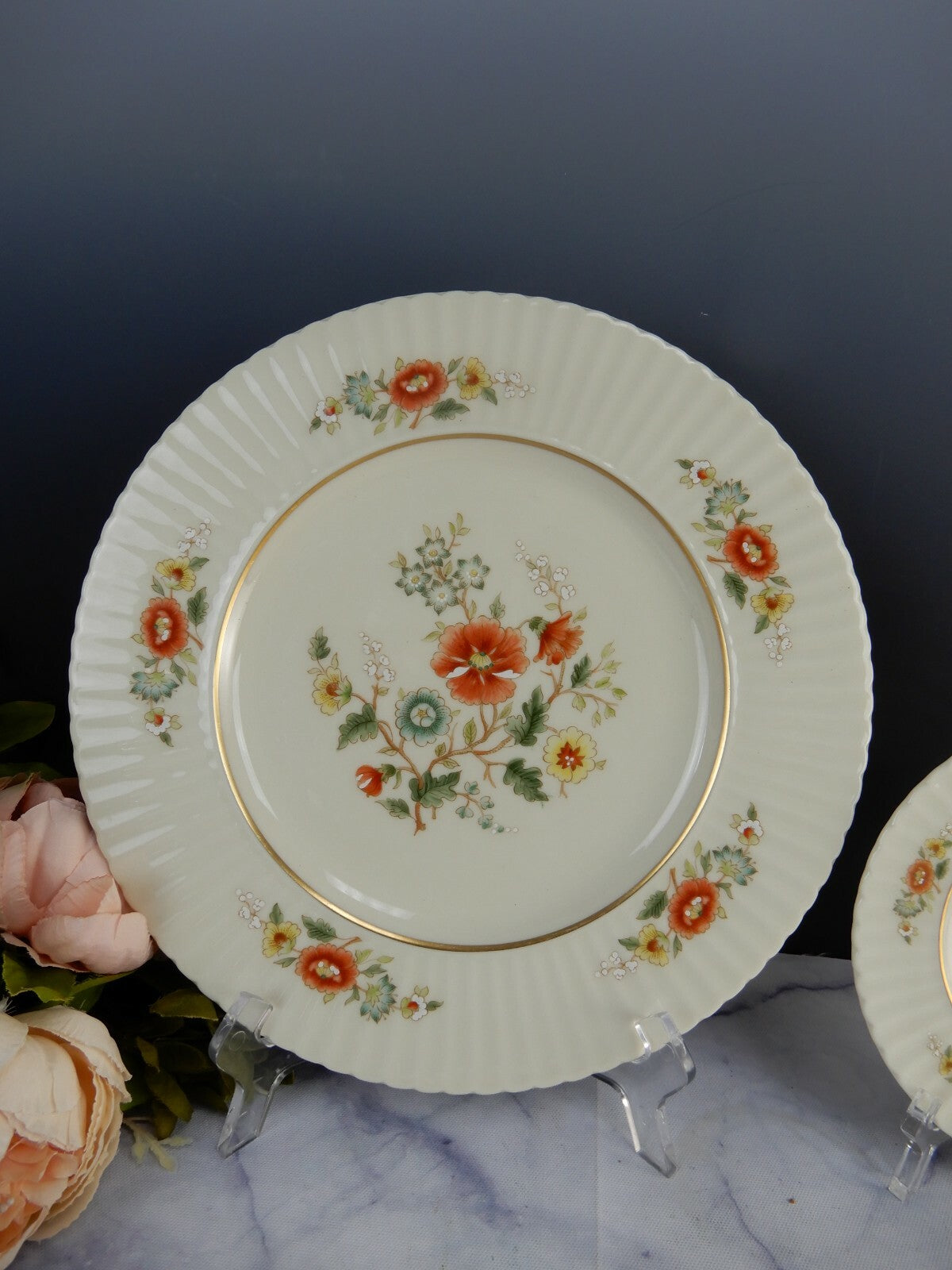 Lenox China Temple Blossom Made in U.S.A .Set of  Dinner Plate and B/B Plate