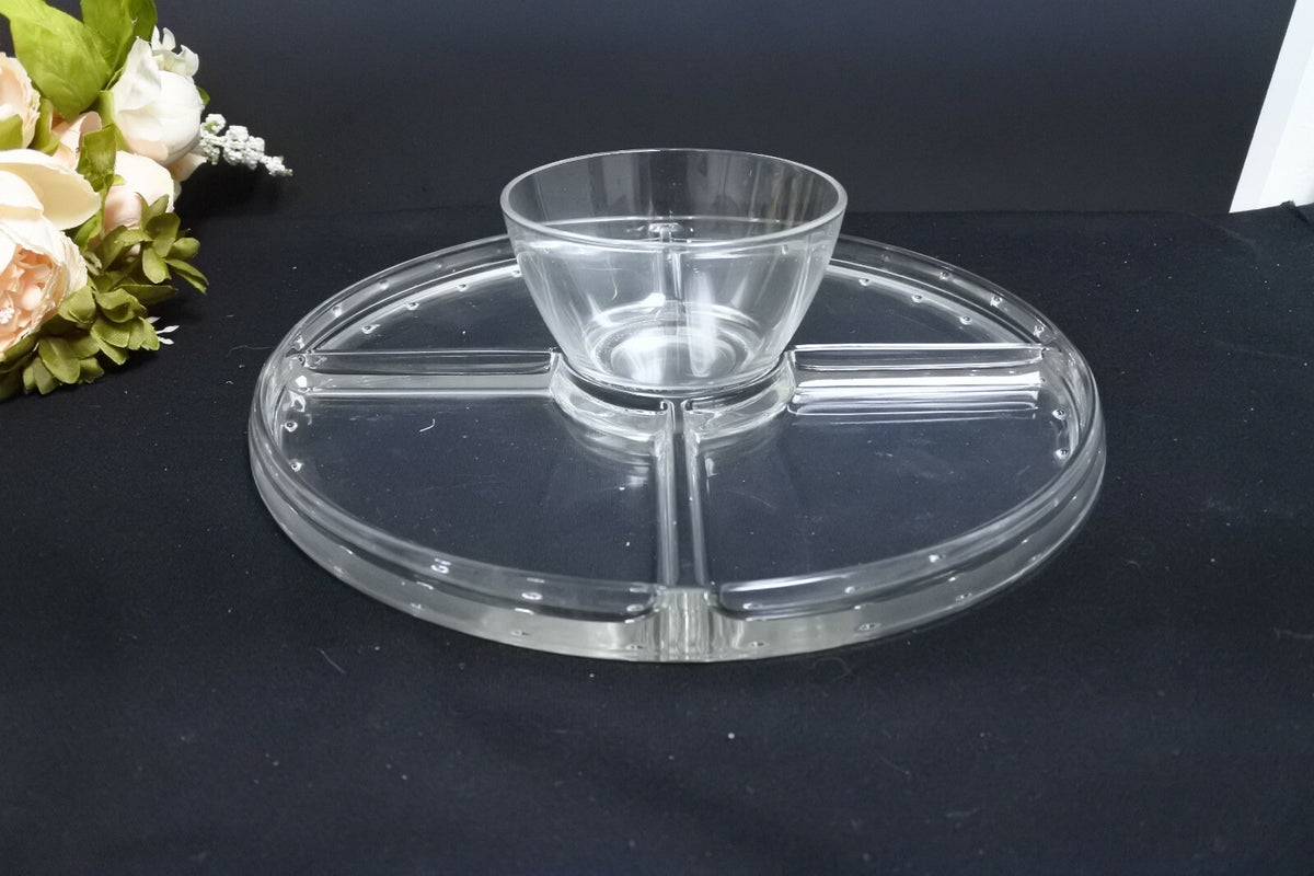 Multiuse Glass Server Punch Bowl,Chip and Dip Bowl, Cake Stand