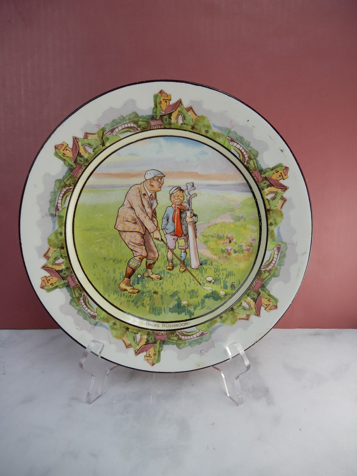Antique Bridgwood & Son England "Thems Mushroom" Plate 10-1/4" Diameter ca.1891+