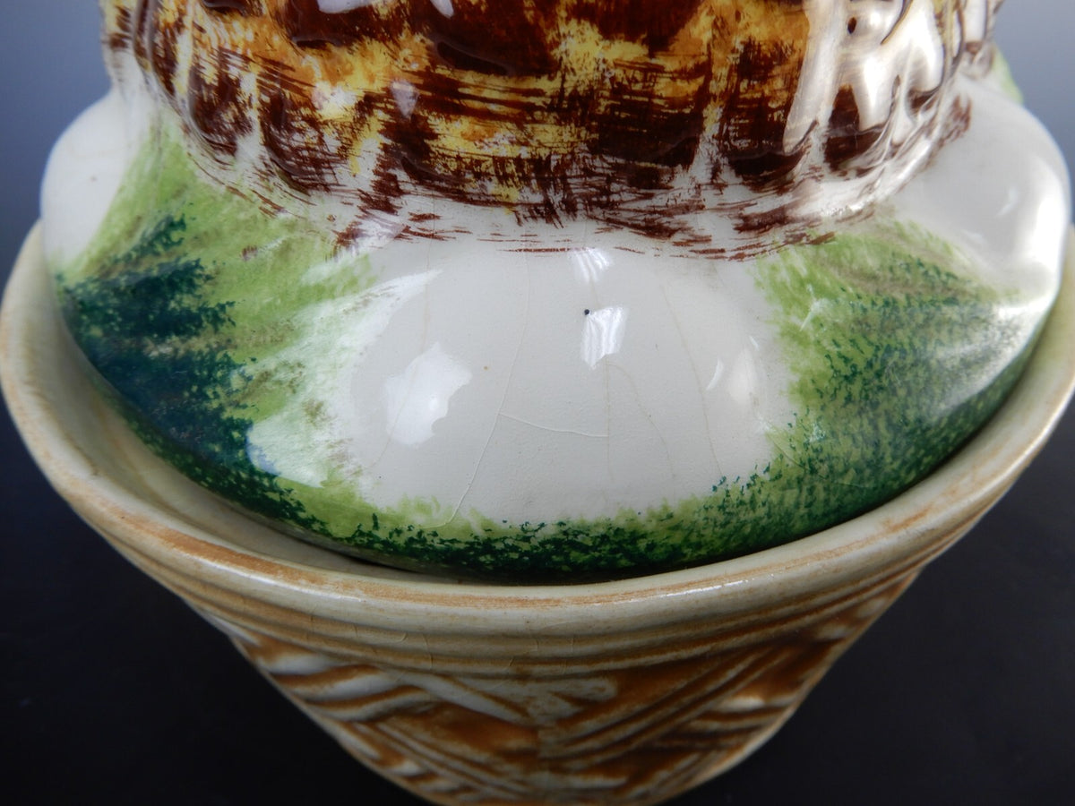 Ceramic Hen Laying Nest with Eggs From Los Angeles Pottery CA W/ CHIP~ 11-1/4" W