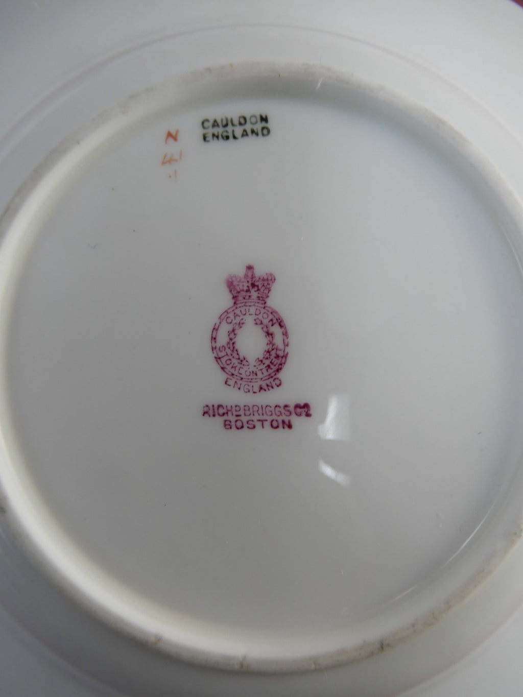4 Antique Cauldon England 6-7/8"Dessert Bowls Gold for Rich-Briggs.Co Boston