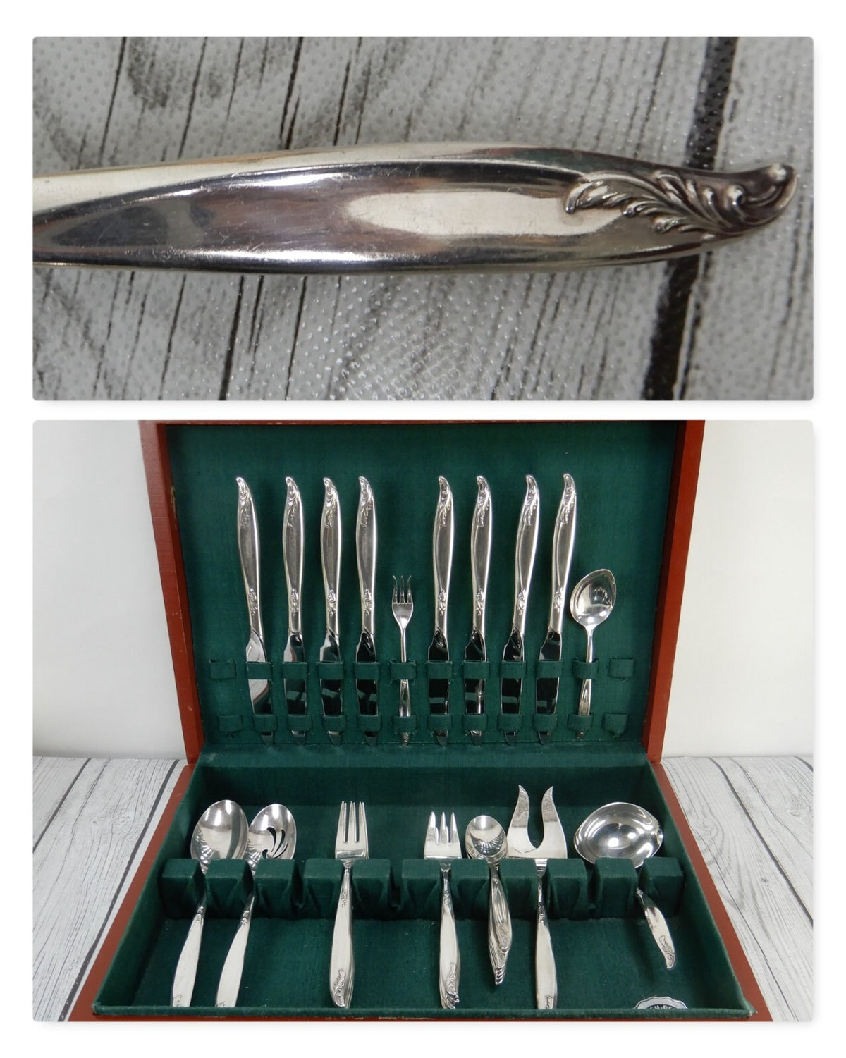 Vintage  35 Piece Holmes & Edwards "Woodsong" Silverplate Silverware Set W/ Box