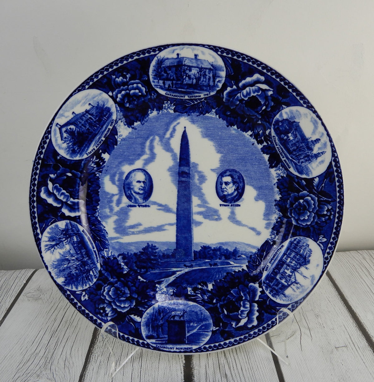 Wedgwood Bennington Battle Monument Vermont Blue Collector 9-3/4" Plate
