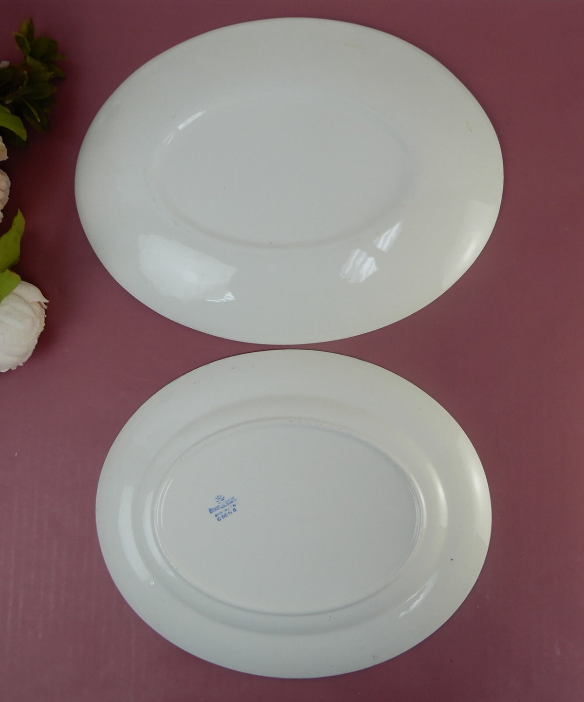 Homer Laughlin Blue Willow 11-3/4" Platter and 13" No Mark Platter
