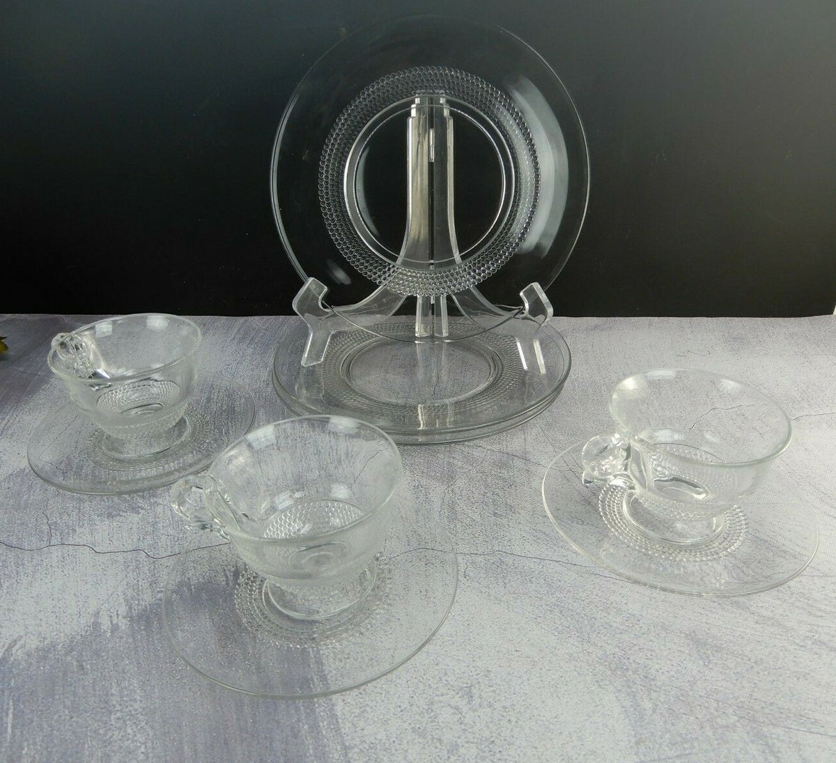 9 Piece 3 Place Setting Vintage Duncan & Miller Crystal Teardrop Pattern