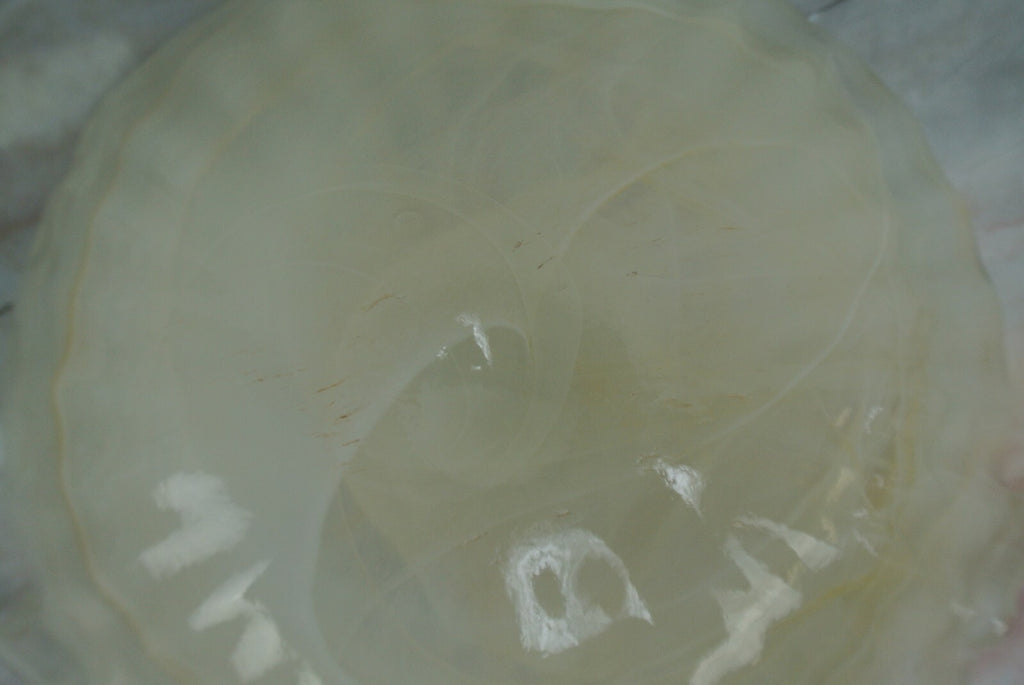 Pearl White Color Lavorazione Arte Murano Hand Blown Iridescent Center Bowl 16"