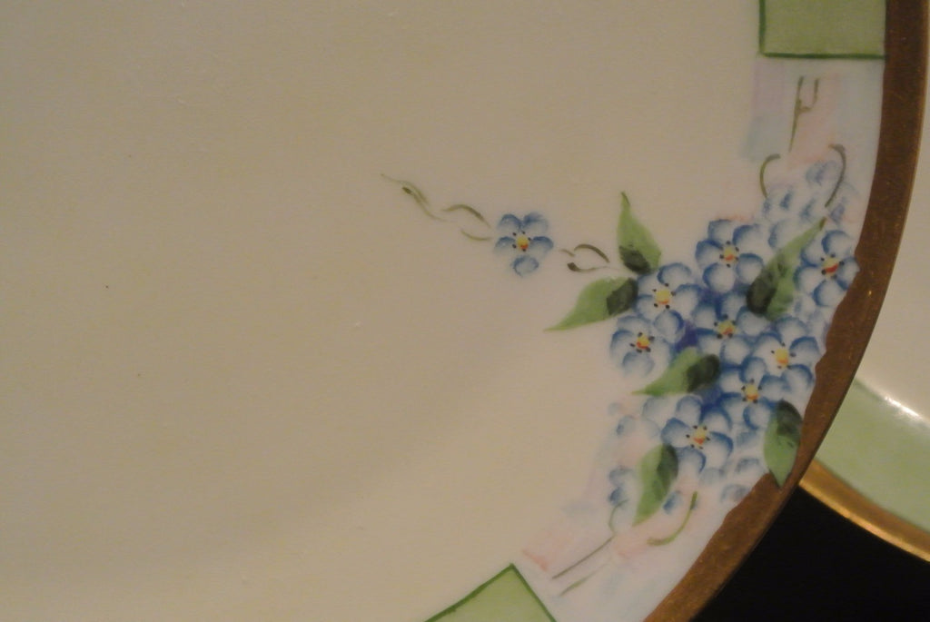 4 Haviland France Plates with  Flowers and Gold Rims