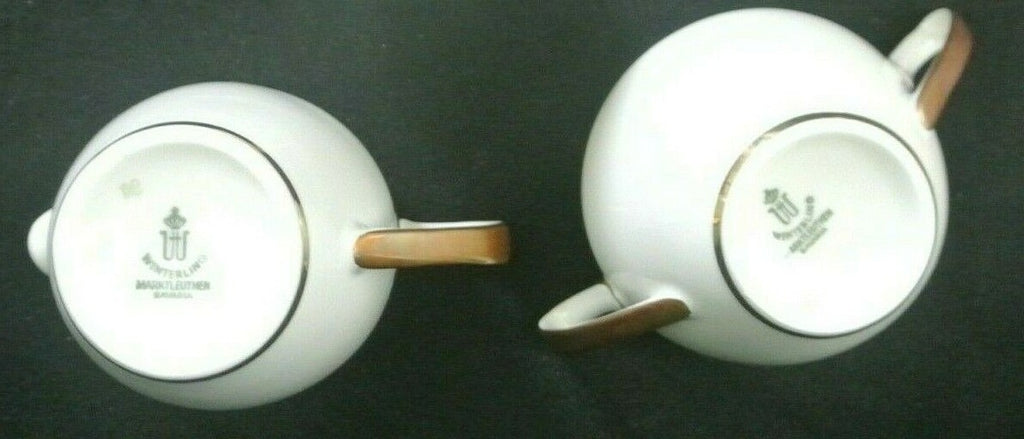 Vtge Winterling Marktleuthen Bavaria Creamer and Sugar Bowl Cream Color Gold Rim