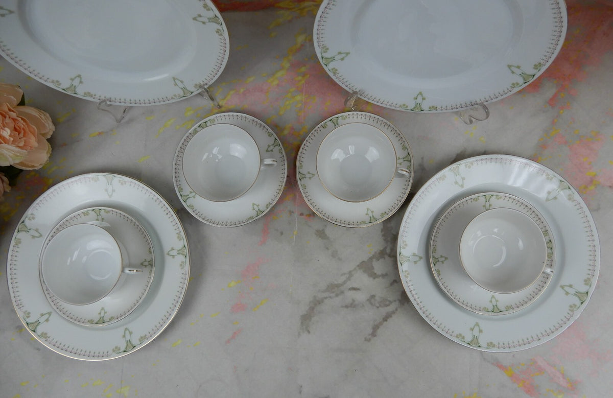 12 Piece MZ Altrohlau CMR Czechoslovakia Art-Deco Cups,Saucers and Dinner Plates