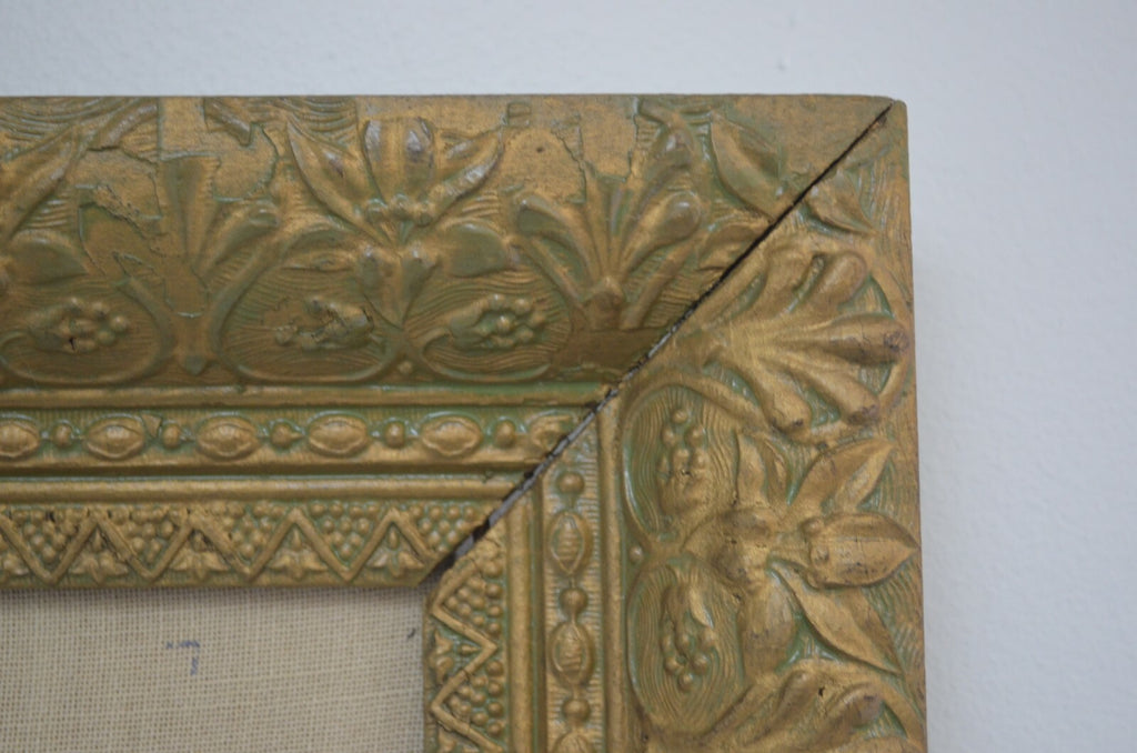 Vintage Big Ornate Resin Frame with Needlepoint Poppy Flowers 42-3/8" Tall