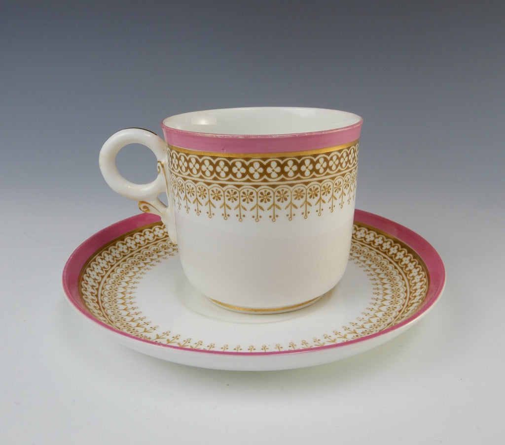 Antique Royal Worcester Floral Small English Cup and Saucer