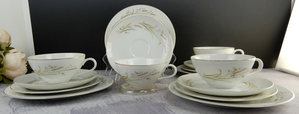 Set of 16 Pieces Golden Harvest Fine China Japan Cups,Saucers,B/B,Dessert Plates