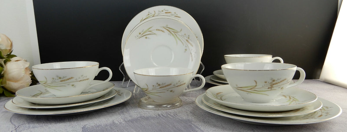 Set of 16 Pieces Golden Harvest Fine China Japan Cups,Saucers,B/B,Dessert Plates