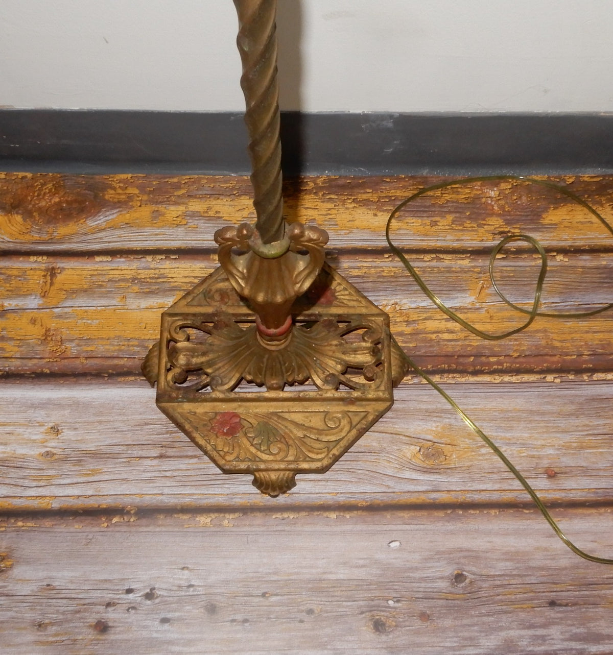 Antique Cast Iron Bridged Ornate Floor Lamp 61-1/4" Tall Needs Repair