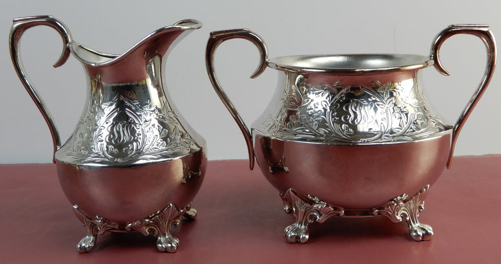 Vintage Atkinson Bros Silver-Plated Creamer and Sugar Bowl