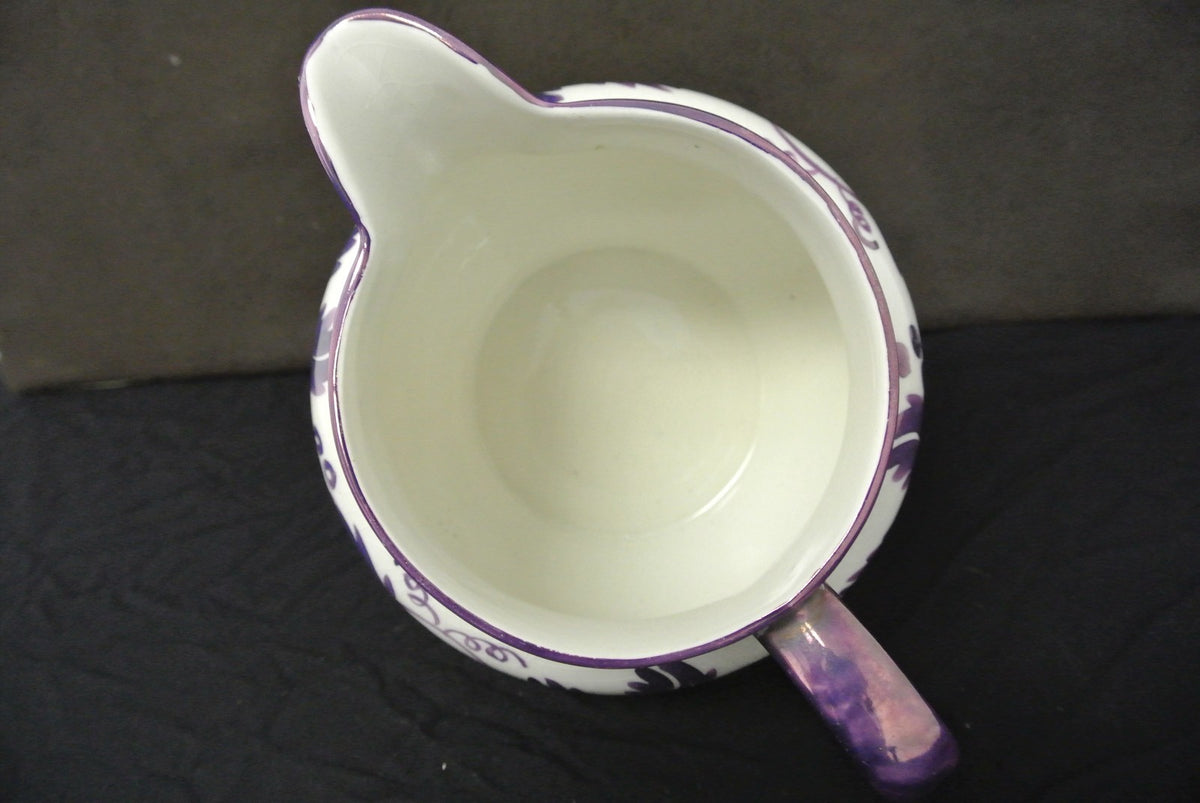 Vintage Pitcher Arthur Wood Pitcher, English Ceramic #5198, Cream Lilac Vines