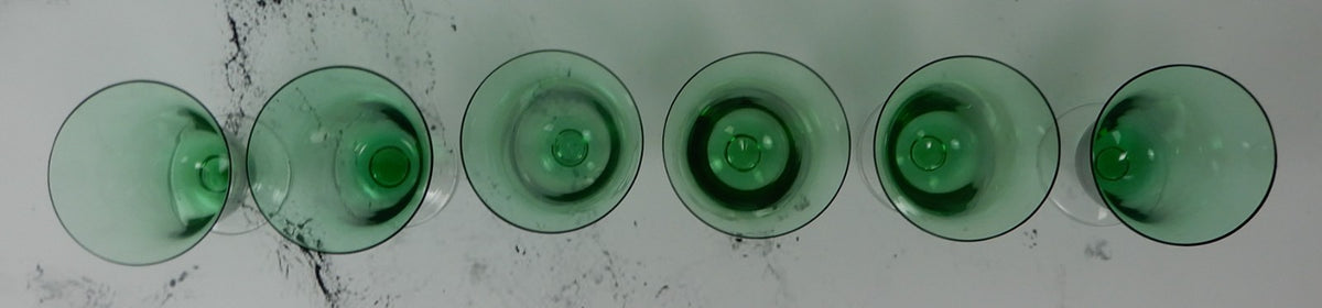 Set of 6 Emerald Green Glass 5" Parfait Glasses Hold 11 Fluid Ounces